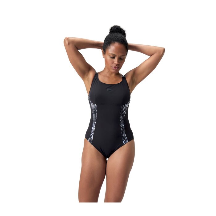 Speedo PRINT SPLICE SHAPING 1P BLA/GRE