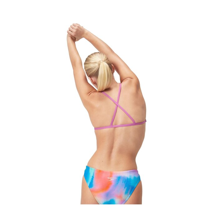 Speedo END+ ALLOV DIG XBACK CROP TOP BLU/PIN