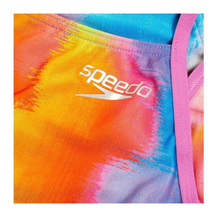 Speedo ECO+ ALLOV DIG XBACK CROP TOP BLU/PIN