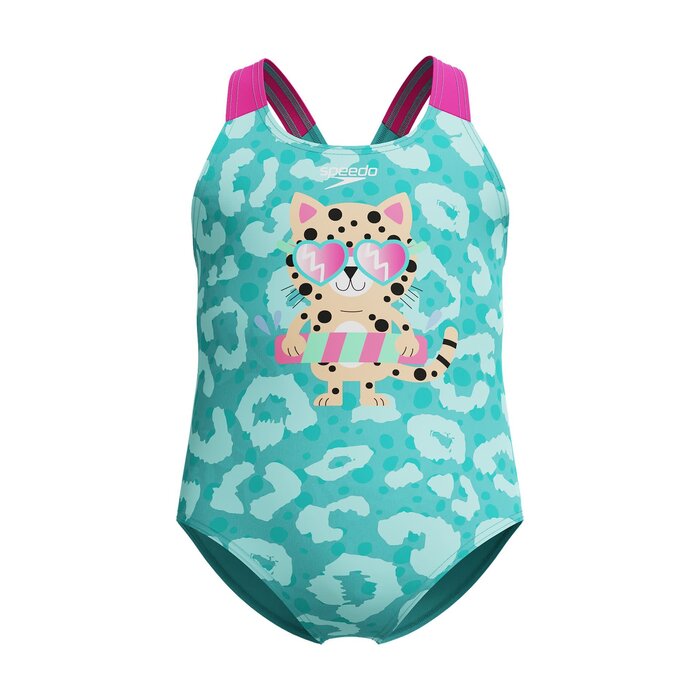 Speedo PLACEM PRINT SWIMSUIT GRN/PIN
