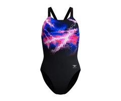 Speedo END+ FL PLACEM PRINT LEADERBACK BLA/PIN