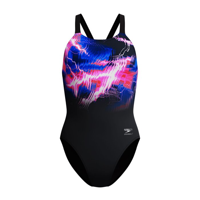 Speedo END+ FL PLACEM PRINT LEADERBACK BLA/PIN
