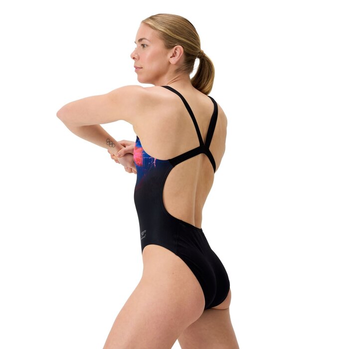 Speedo END+ FL PLACEM PRINT LEADERBACK BLA/PIN