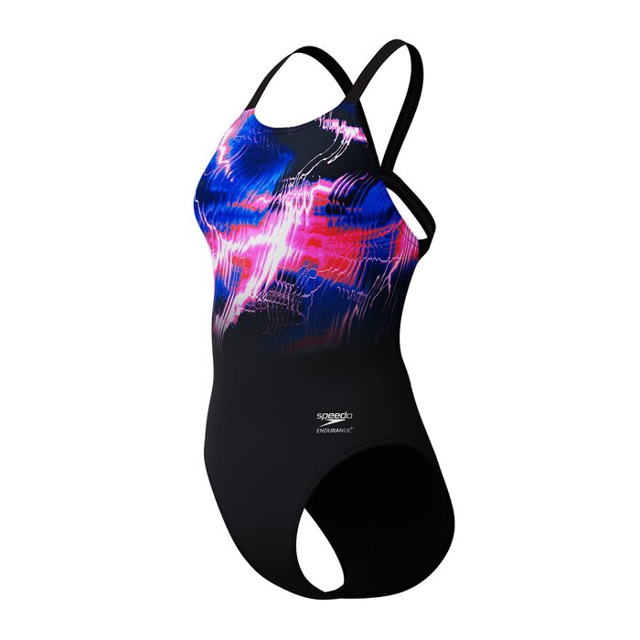 Speedo END+ FL PLACEM PRINT LEADERBACK BLA/PIN