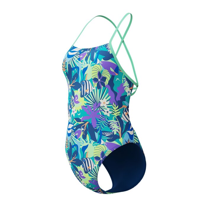 Speedo END+ FL PRINT TIE BACK BLU/GRN