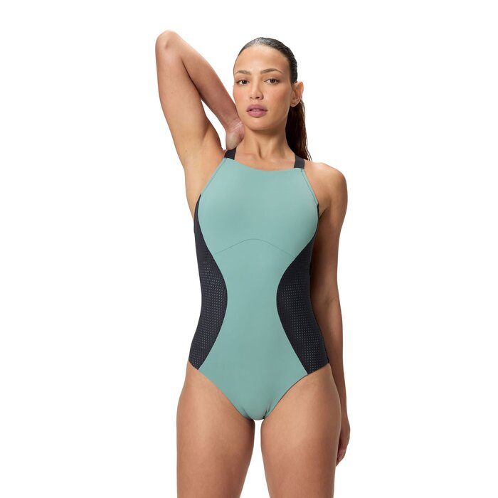 Speedo SCU HIGH NECK CONTOUR 1P BLA/GRN