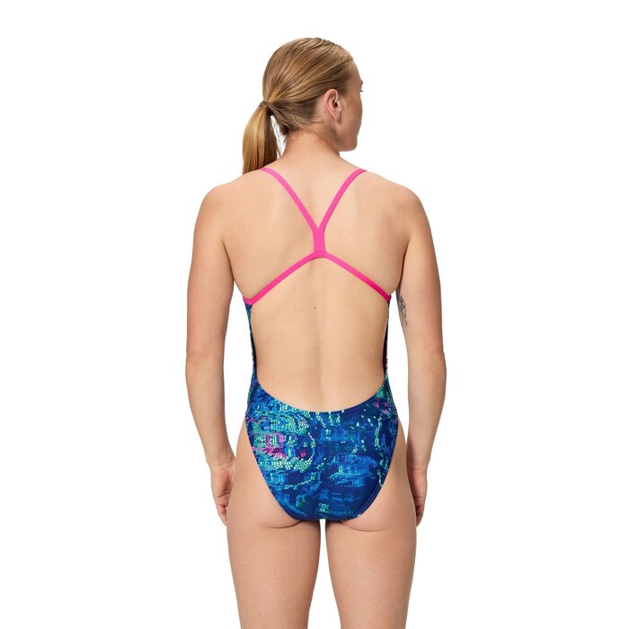 Speedo PRINTED V-BACK 2.0 BLU/PIN