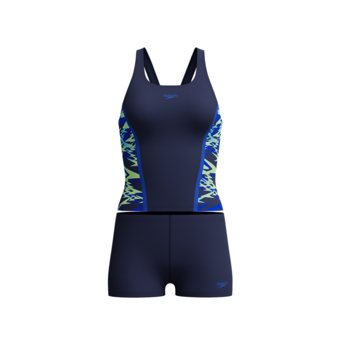 Speedo HYPERBOOM SPLICE TANKINI SET NAV/GRN