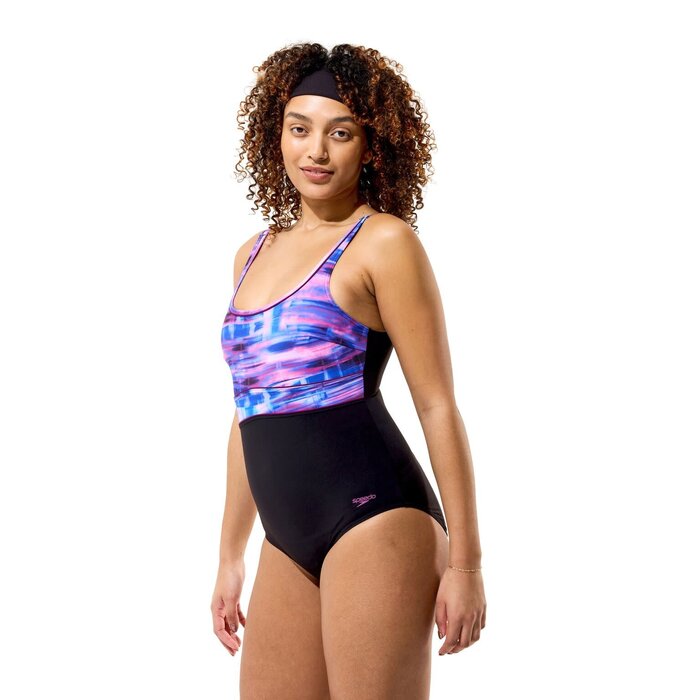 Speedo PRINT CONTOUR ECLIPSE 1P BLA/PUR