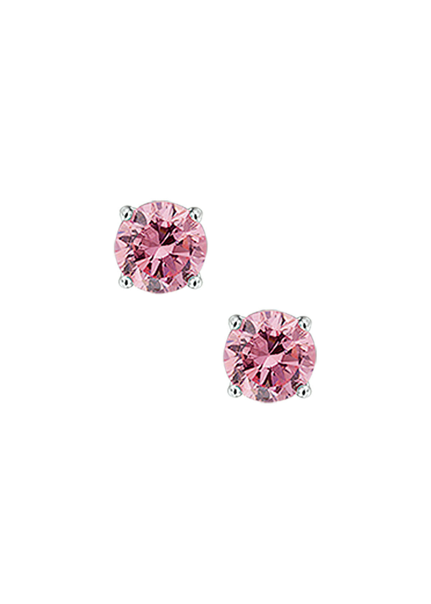 Cataleya jewels Zilveren oorknoppen roze zirkonia 8mm