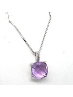 Vintage & Occasion Occasion witgouden hanger met amethist en diamant 0.03ct