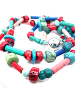 Vintage & Occasion Handgemaakt kleurrijk edelstenen collier