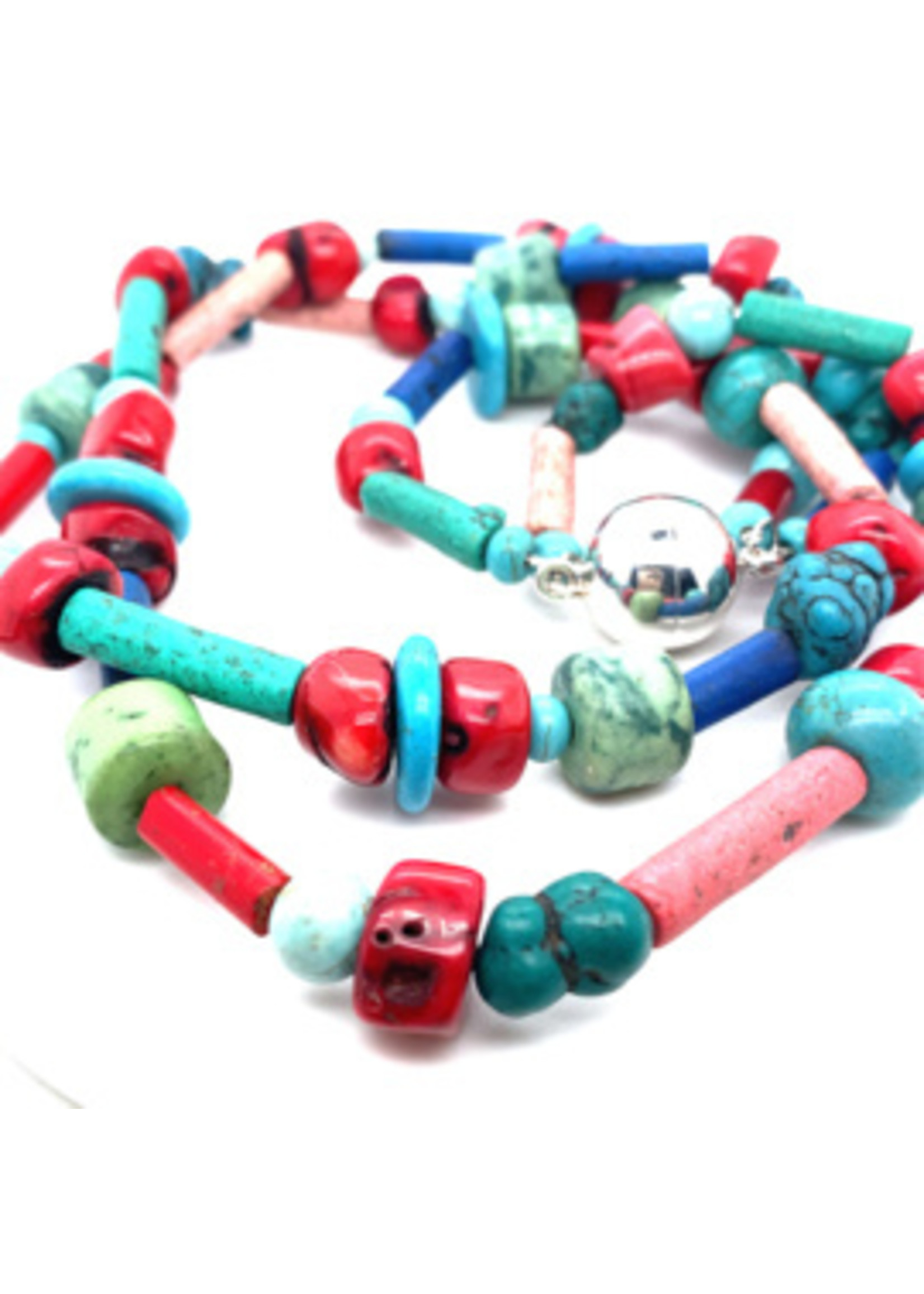 Vintage & Occasion Handgemaakt kleurrijk edelstenen collier