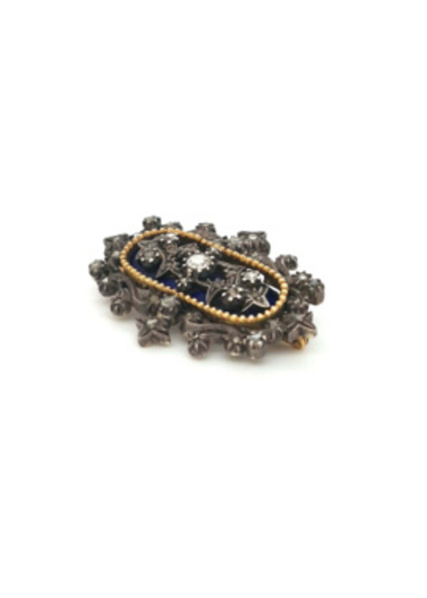 Vintage & Occasion Occasion Art Deco broche met goud, zilver en diamant