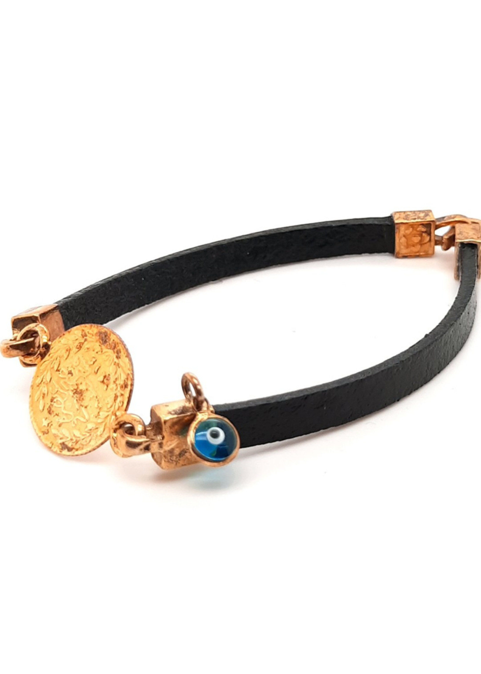 Literatuur tellen Gewoon doen Occasion 22k Turkse armband met munt en oog - Maxgoud