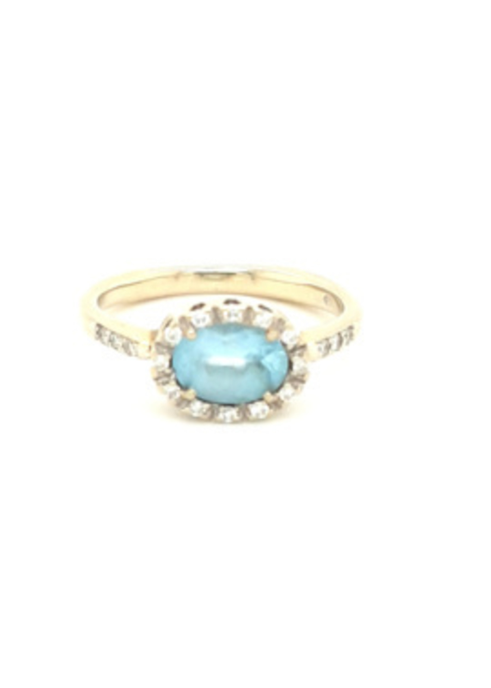 Vintage & Occasion Occasion witgouden ring met aquamarijn en diamant 0.16 SI G