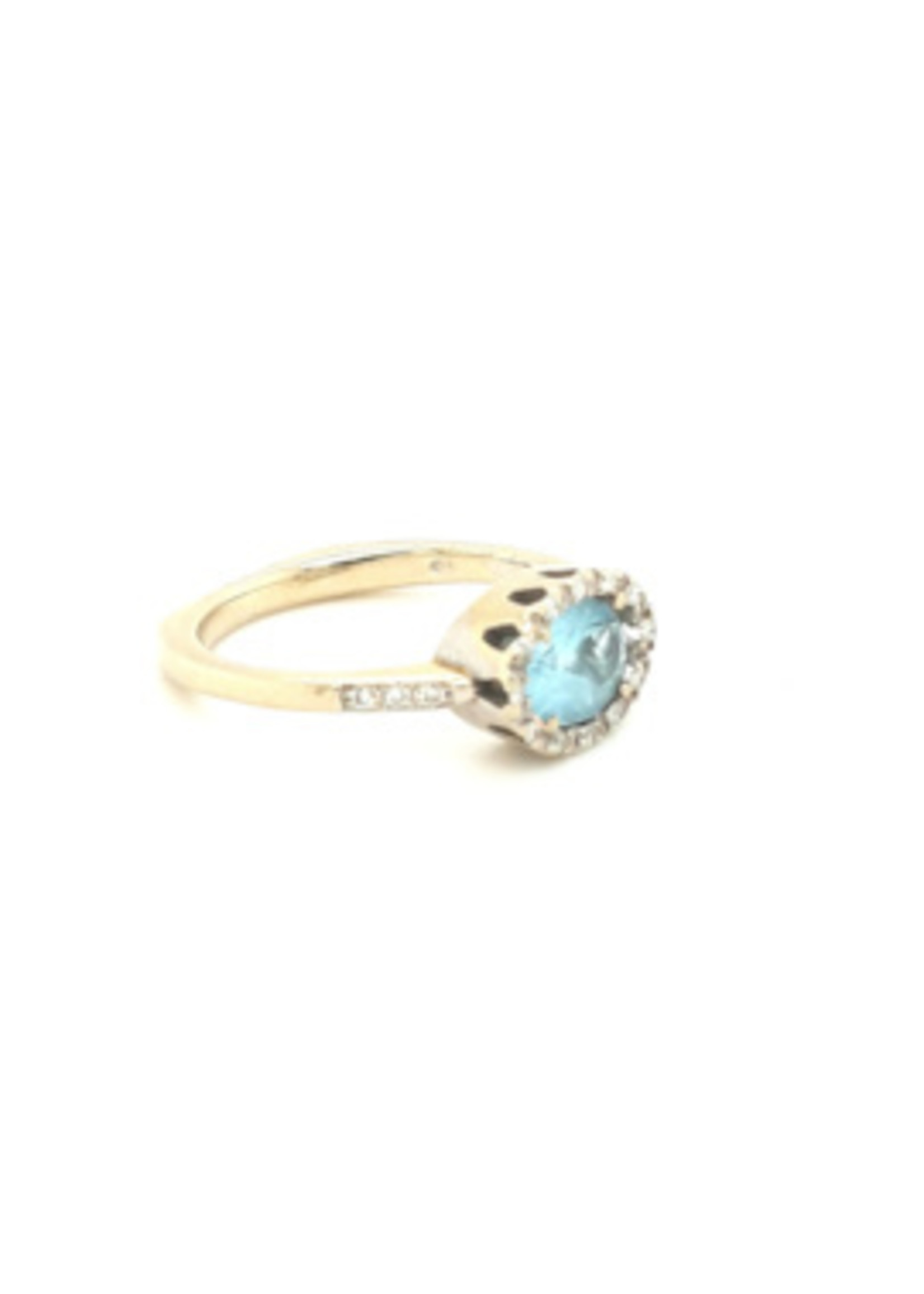 Vintage & Occasion Occasion witgouden ring met aquamarijn en diamant 0.16 SI G