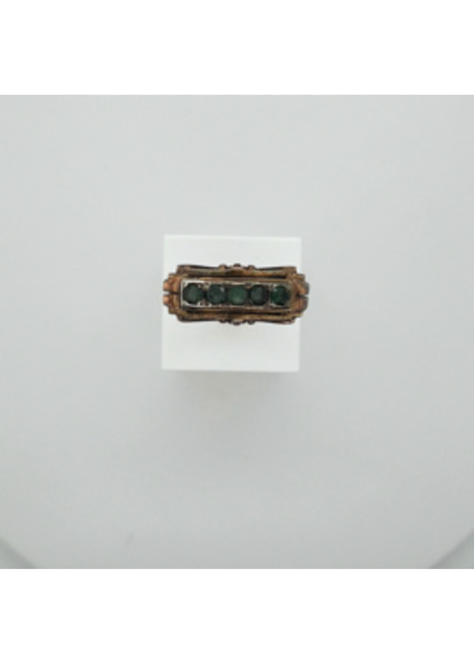 Vintage & Occasion Antieke 14k gouden ring met smaragd - maat 17.5