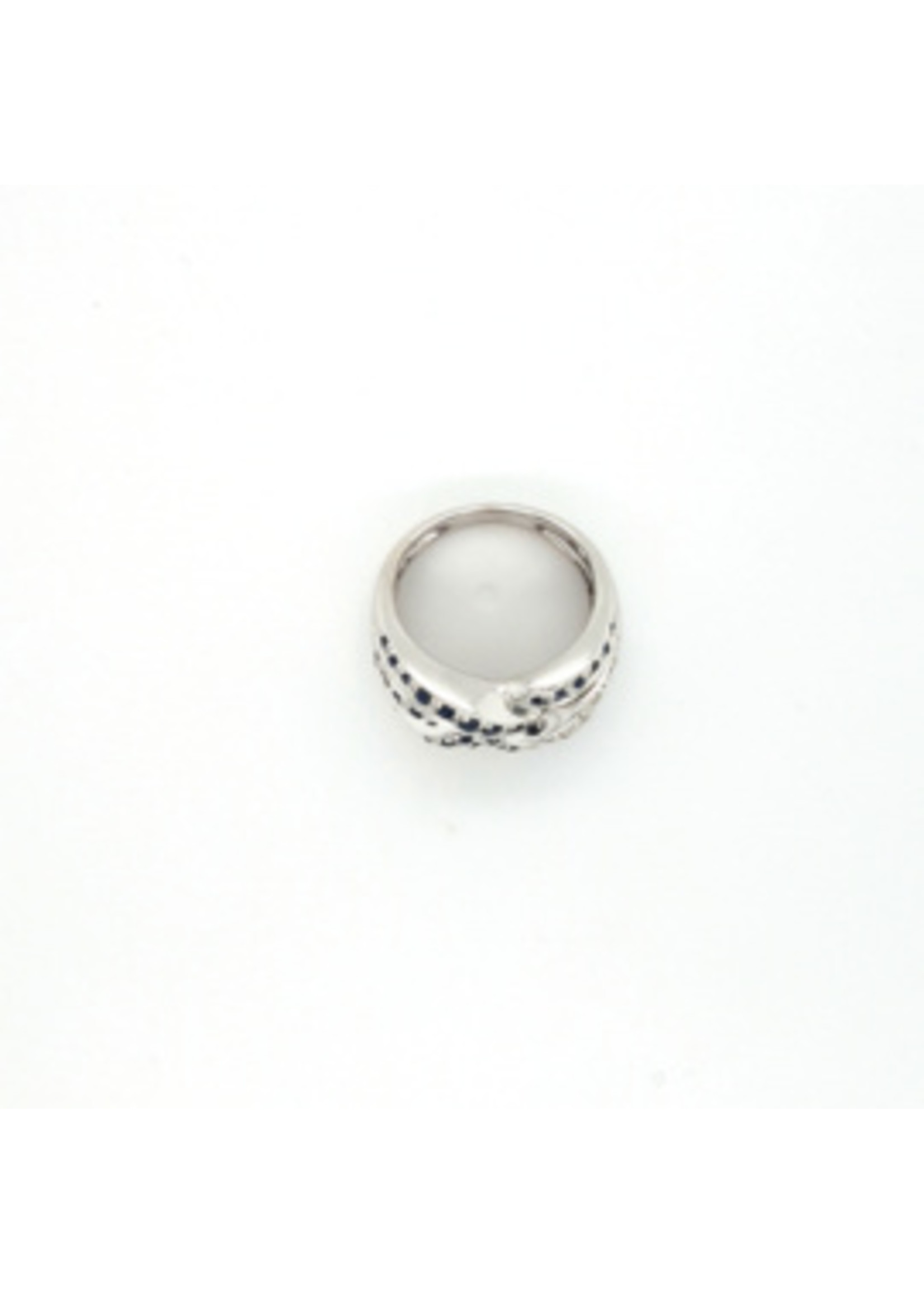 Vintage & Occasion Occasion witgouden handgemaakte ring met saffier en diamant