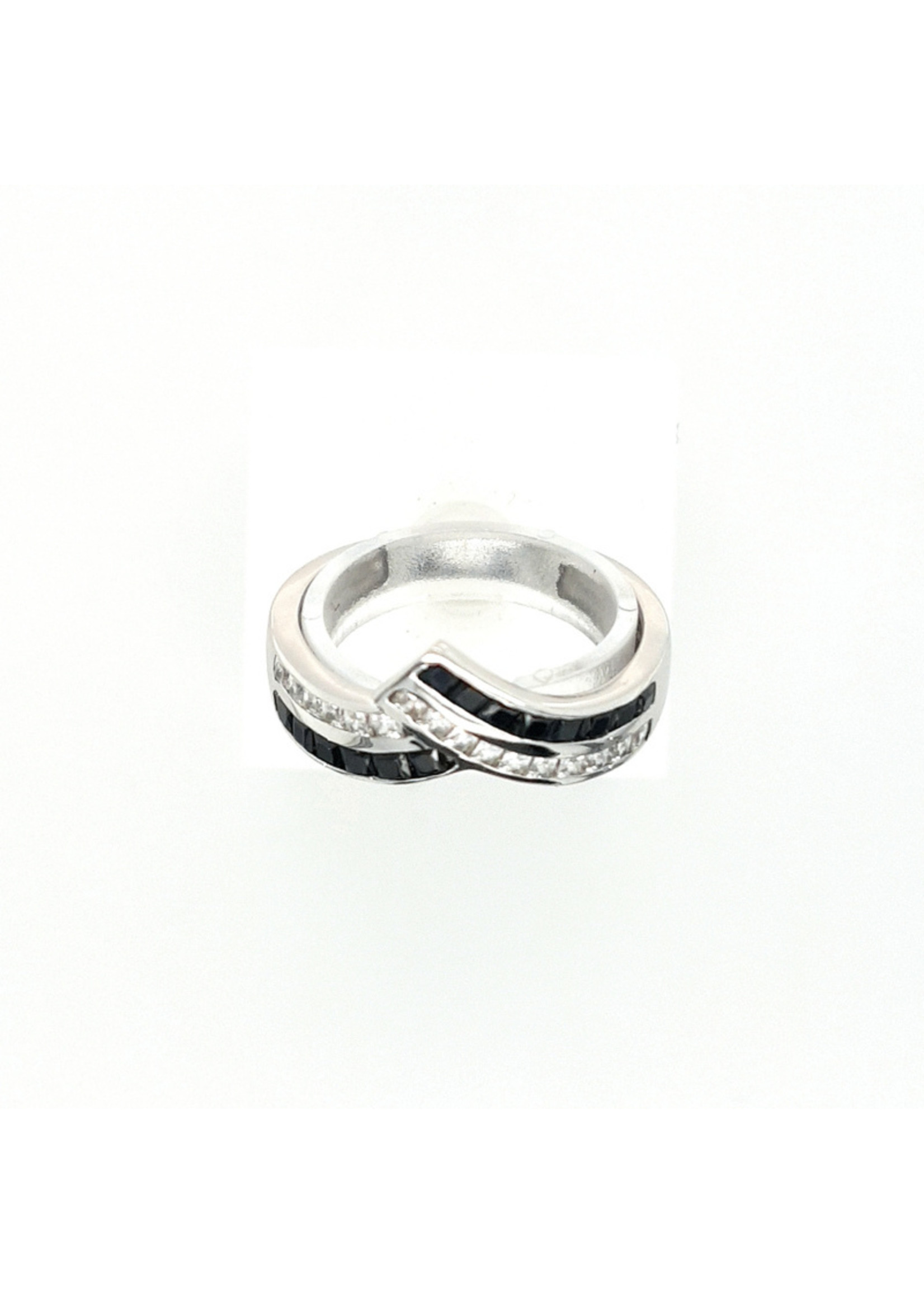 Vintage & Occasion Witgouden fantasie ring met diamant en saffier