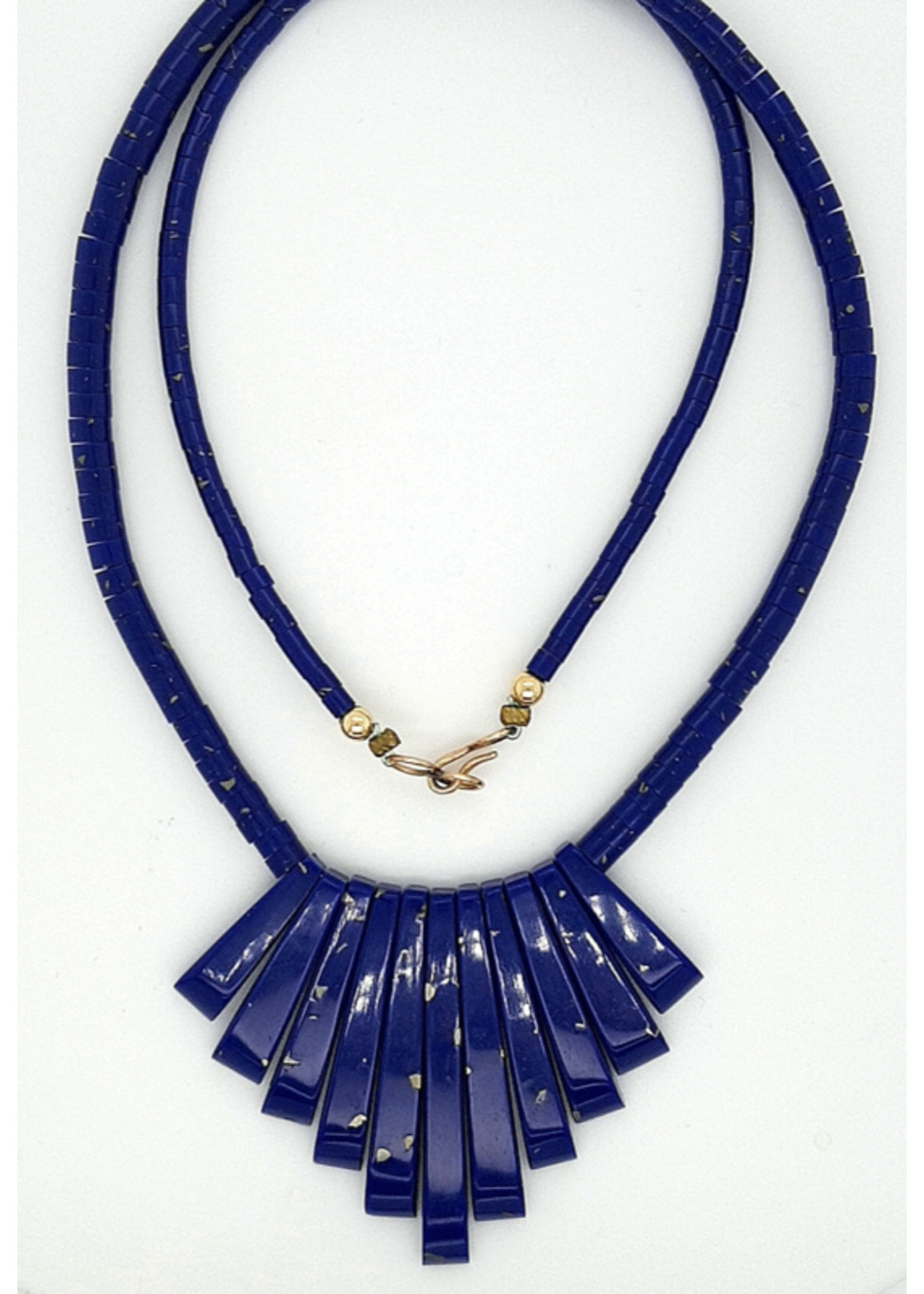 Vintage & Occasion Occasion blauw aflopend collier