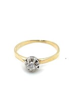 Vintage & Occasion Occasion bicolor gouden solitairring met diamant 0.10ct