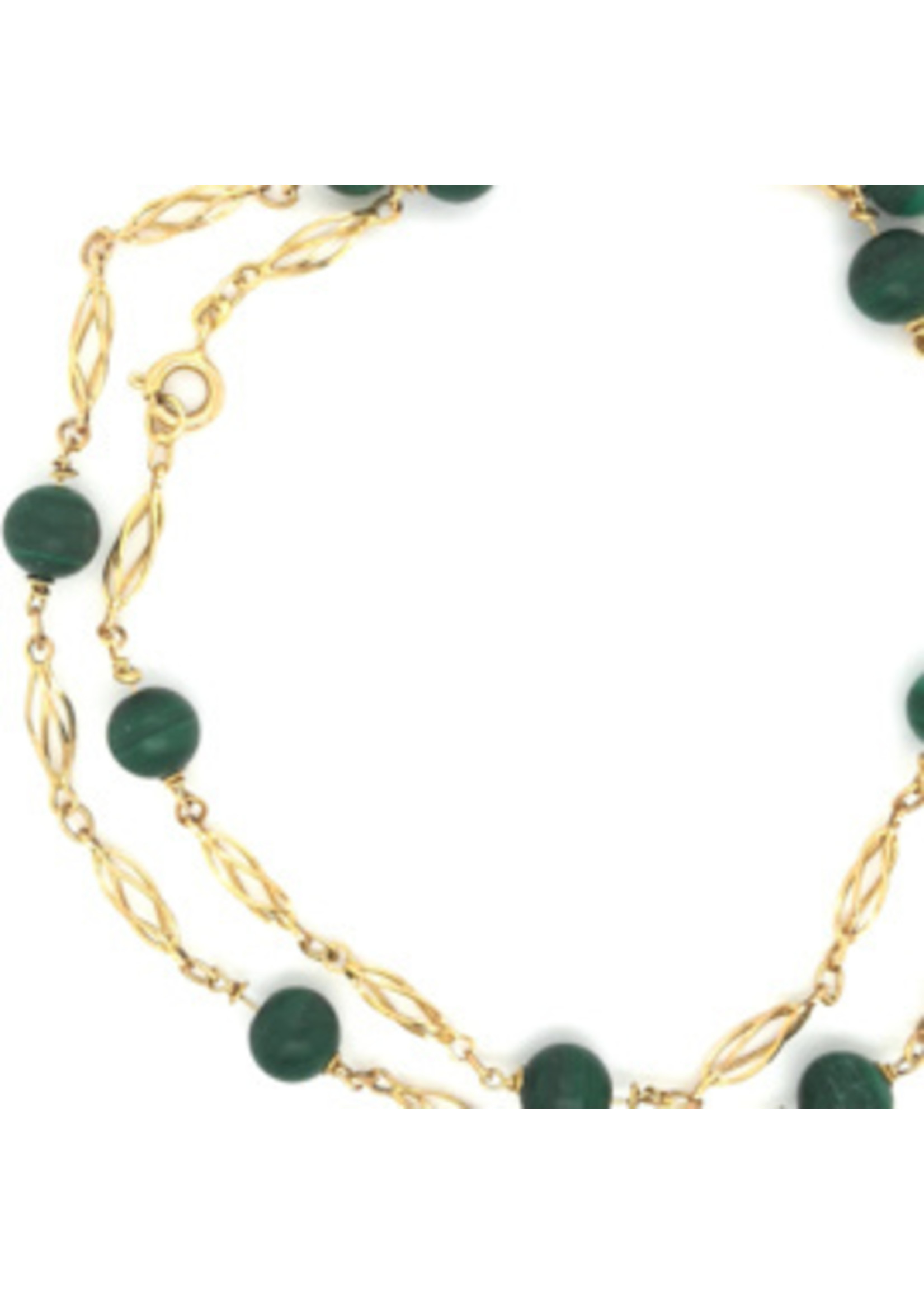 Vintage & Occasion Occasion gouden collier met groene malachiet edelstenen