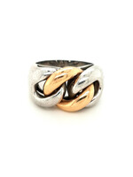 Vintage & Occasion Occasion brede ring van zilver en 14k roodgoud