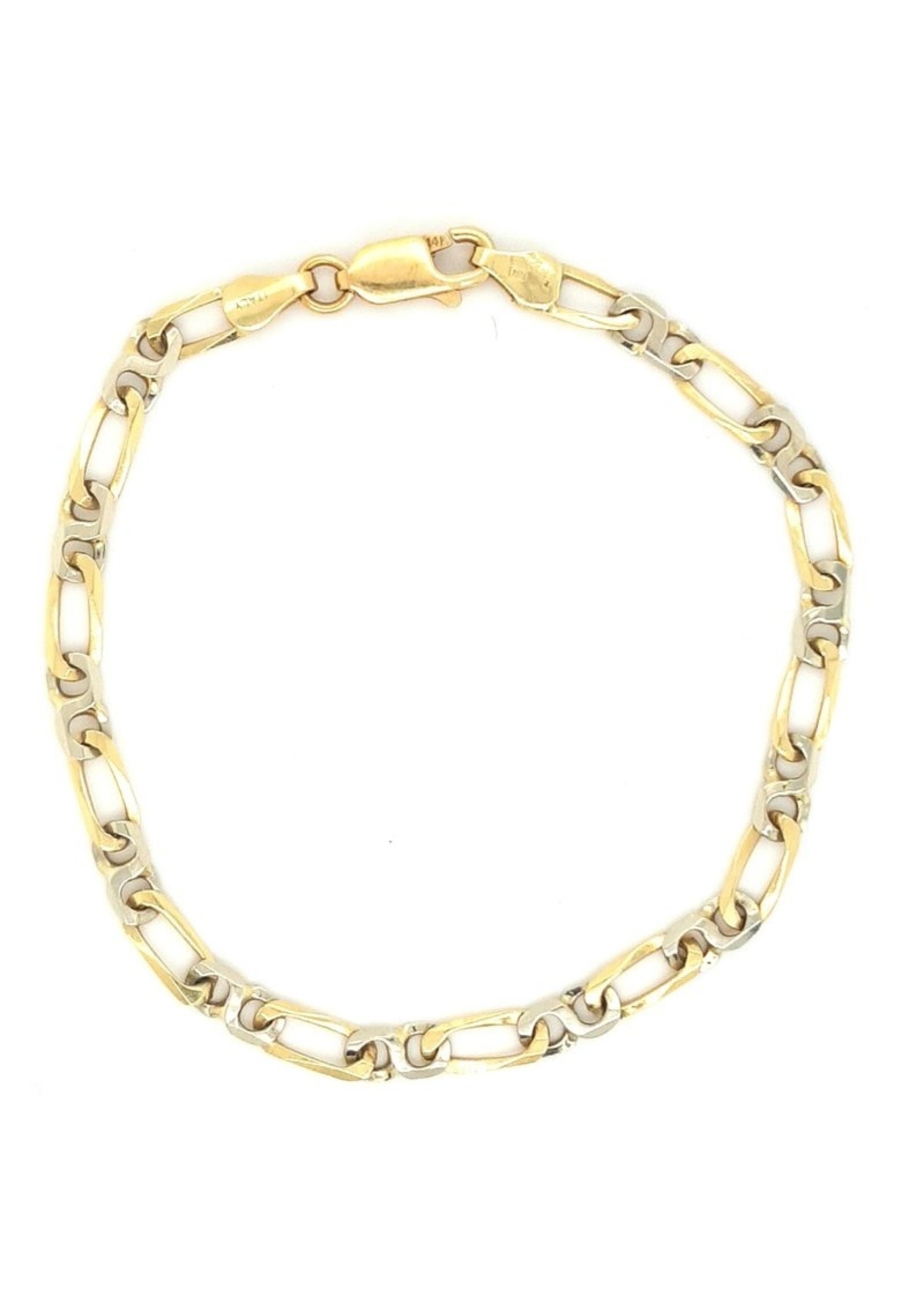 Vintage & Occasion Occasion  14k bicolor gouden armband met figaro schakels - lengte 18cm