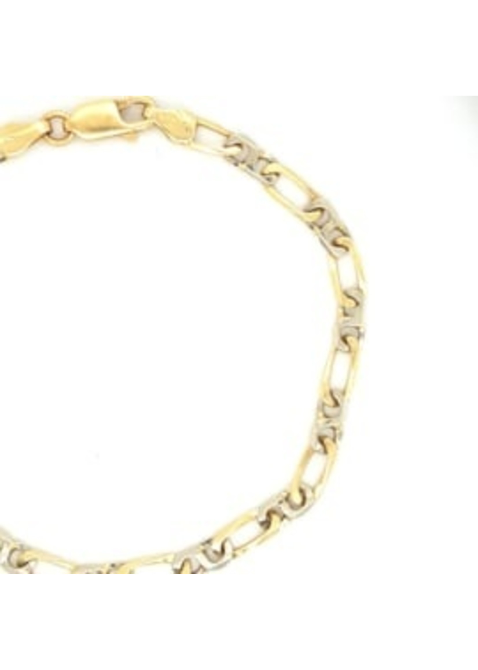 Vintage & Occasion Occasion  14k bicolor gouden armband met figaro schakels - lengte 18cm