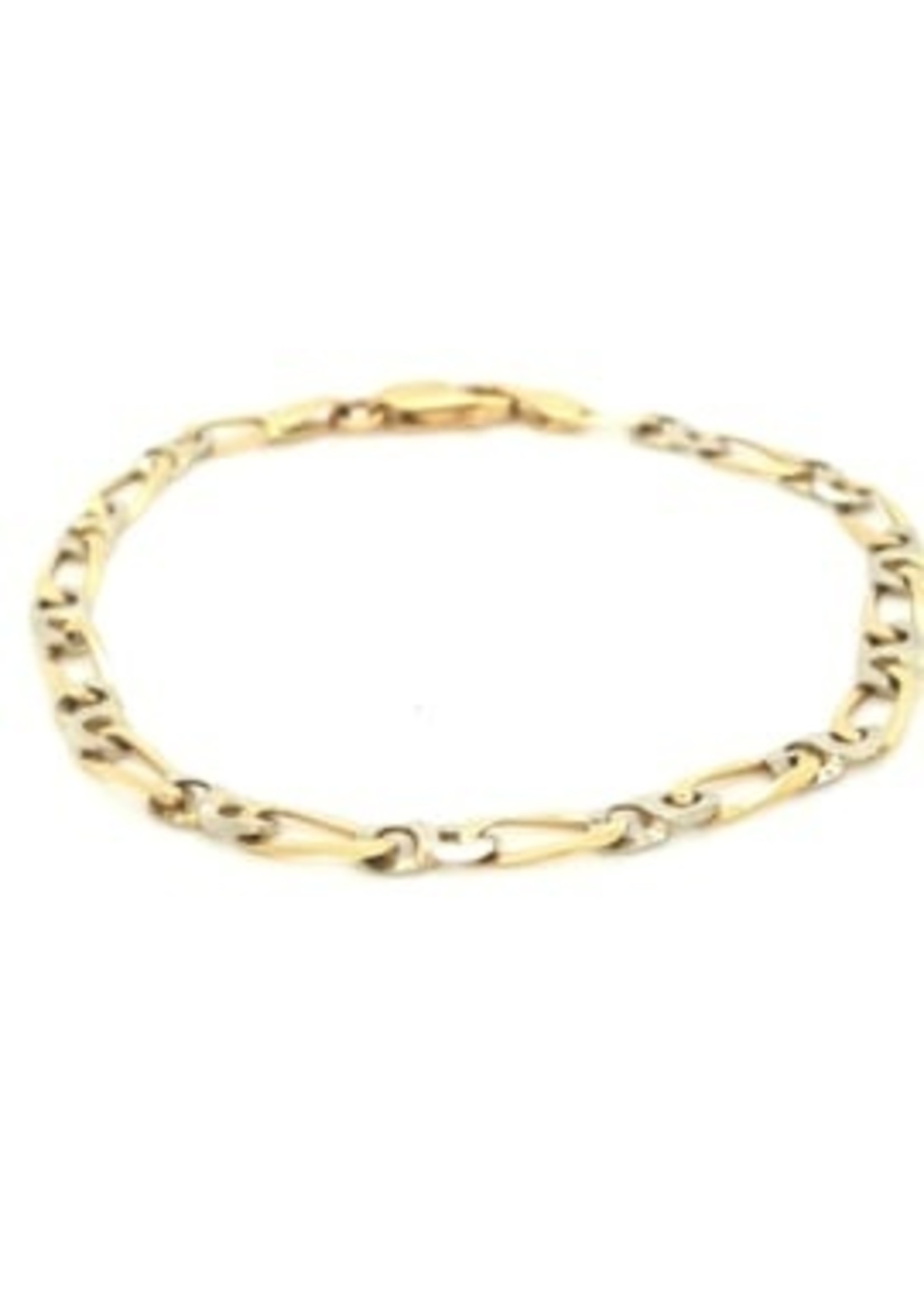 Vintage & Occasion Occasion  14k bicolor gouden armband met figaro schakels - lengte 18cm