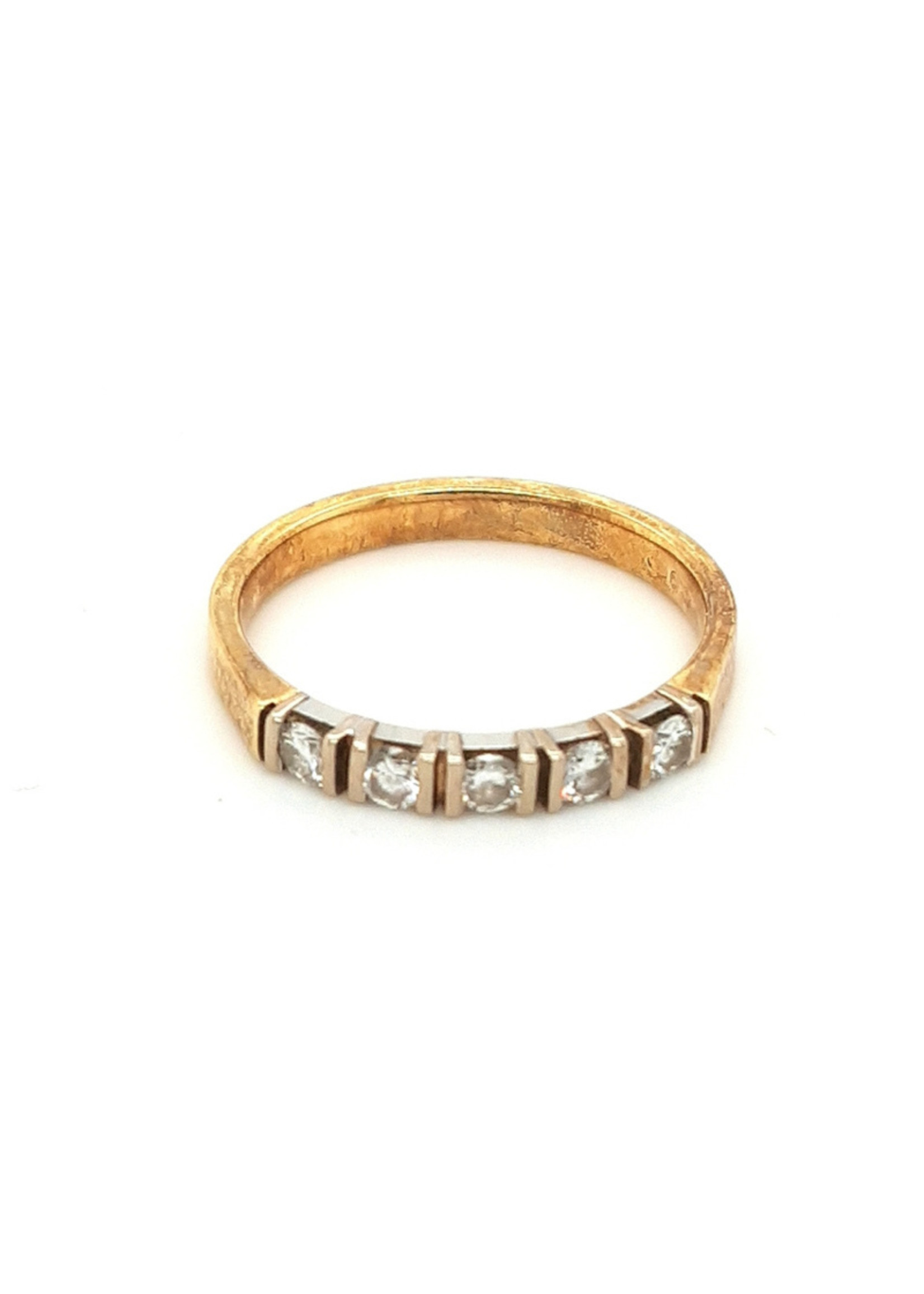 Vintage & Occasion Vintage & Occasion gouden rij ring met 5 diamanten, 0.35ct VSI F