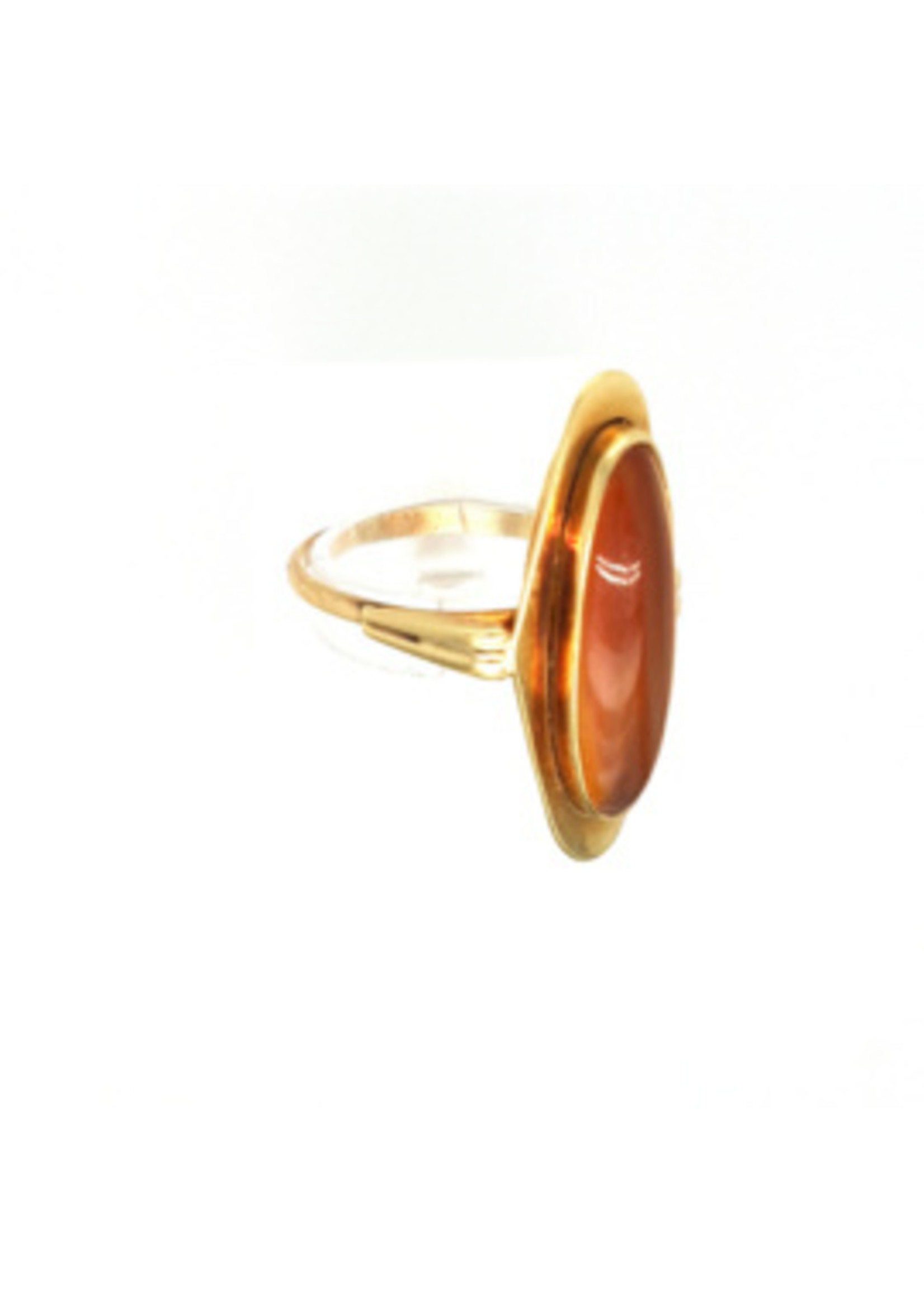 Vintage & Occasion Occasion gouden ring met gestreepte agaat edelsteen