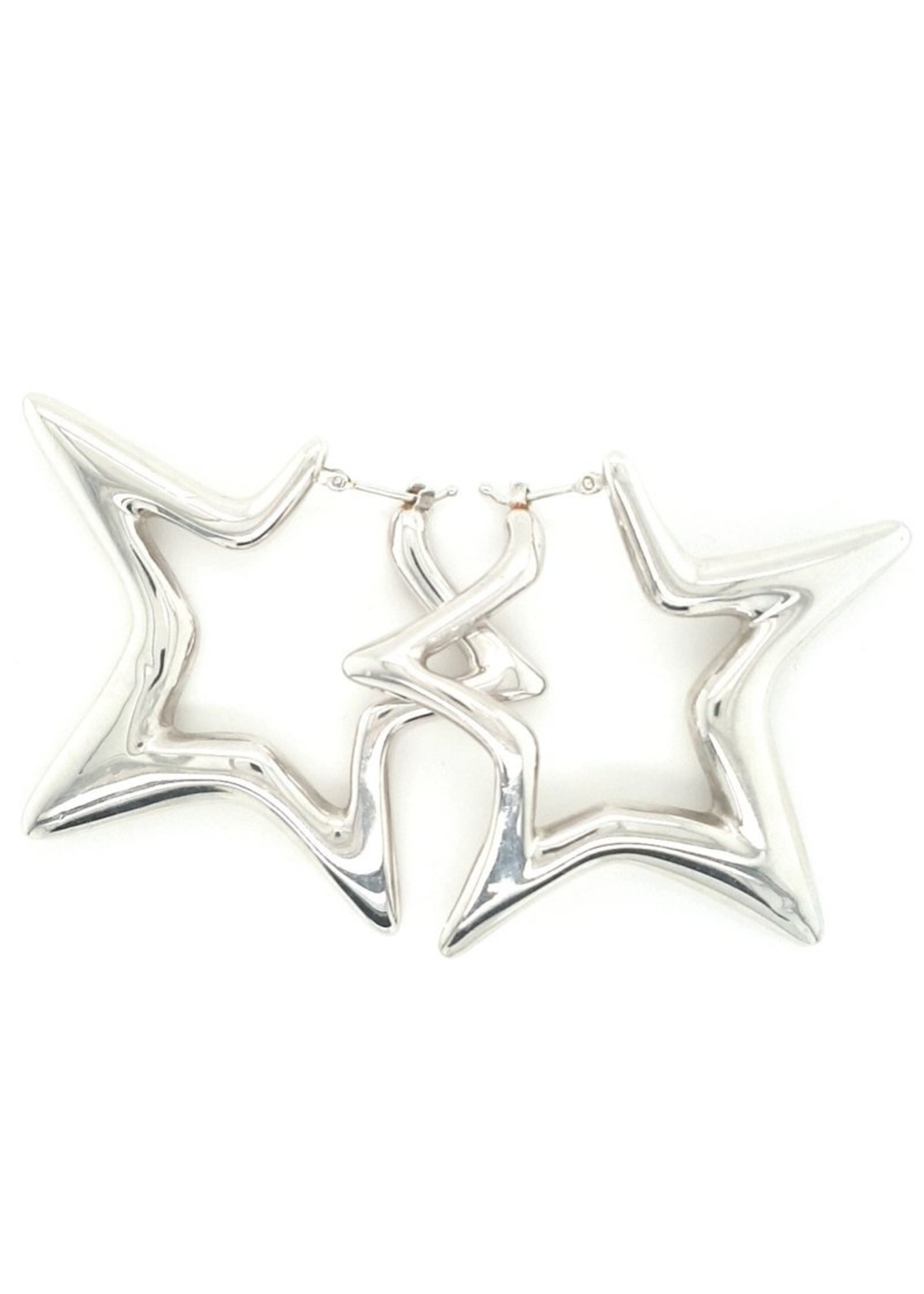 Vintage & Occasion Occasion  vintage grote witgouden ster oorhangers 18k witgoud