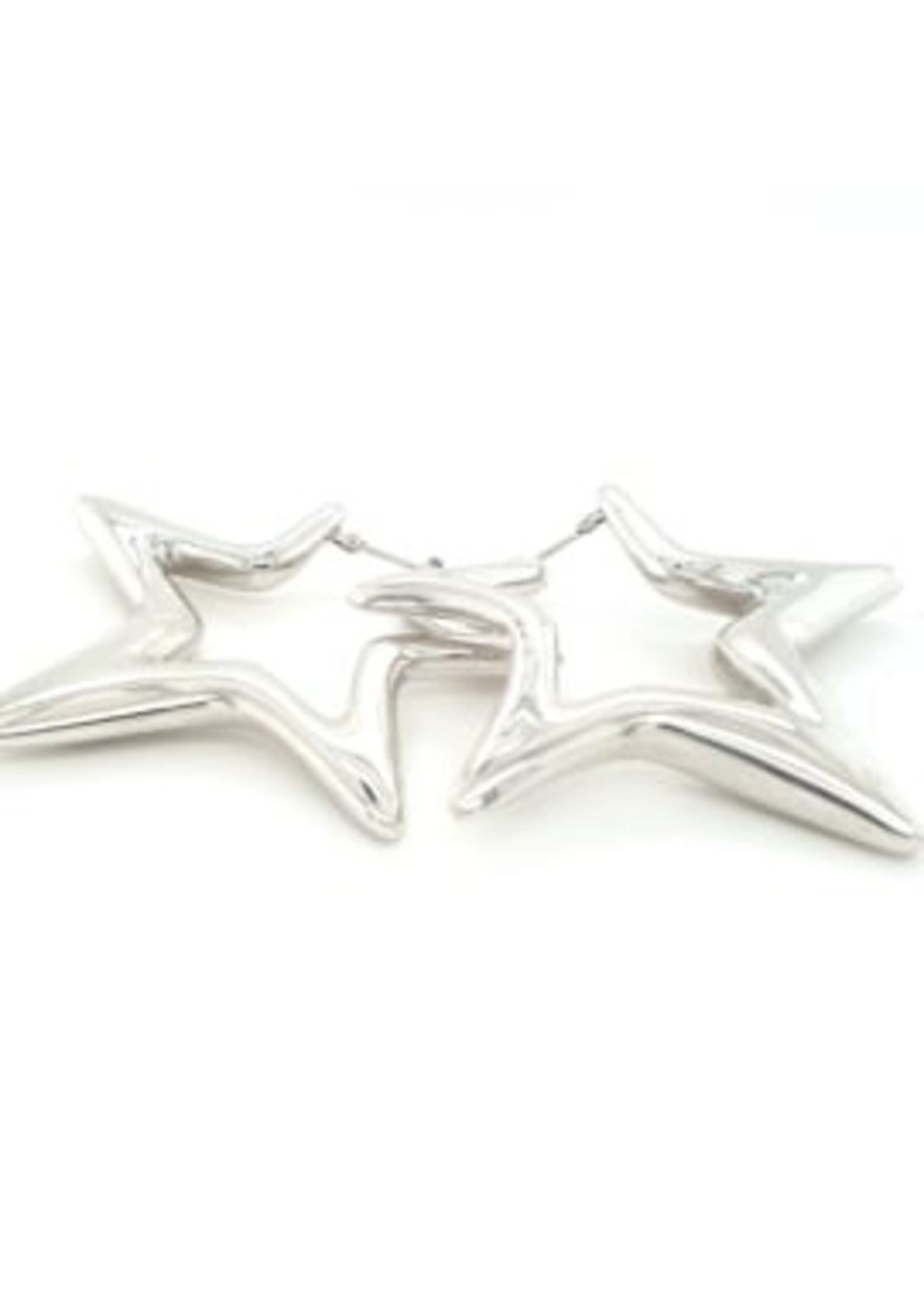 Vintage & Occasion Occasion  vintage grote witgouden ster oorhangers 18k witgoud