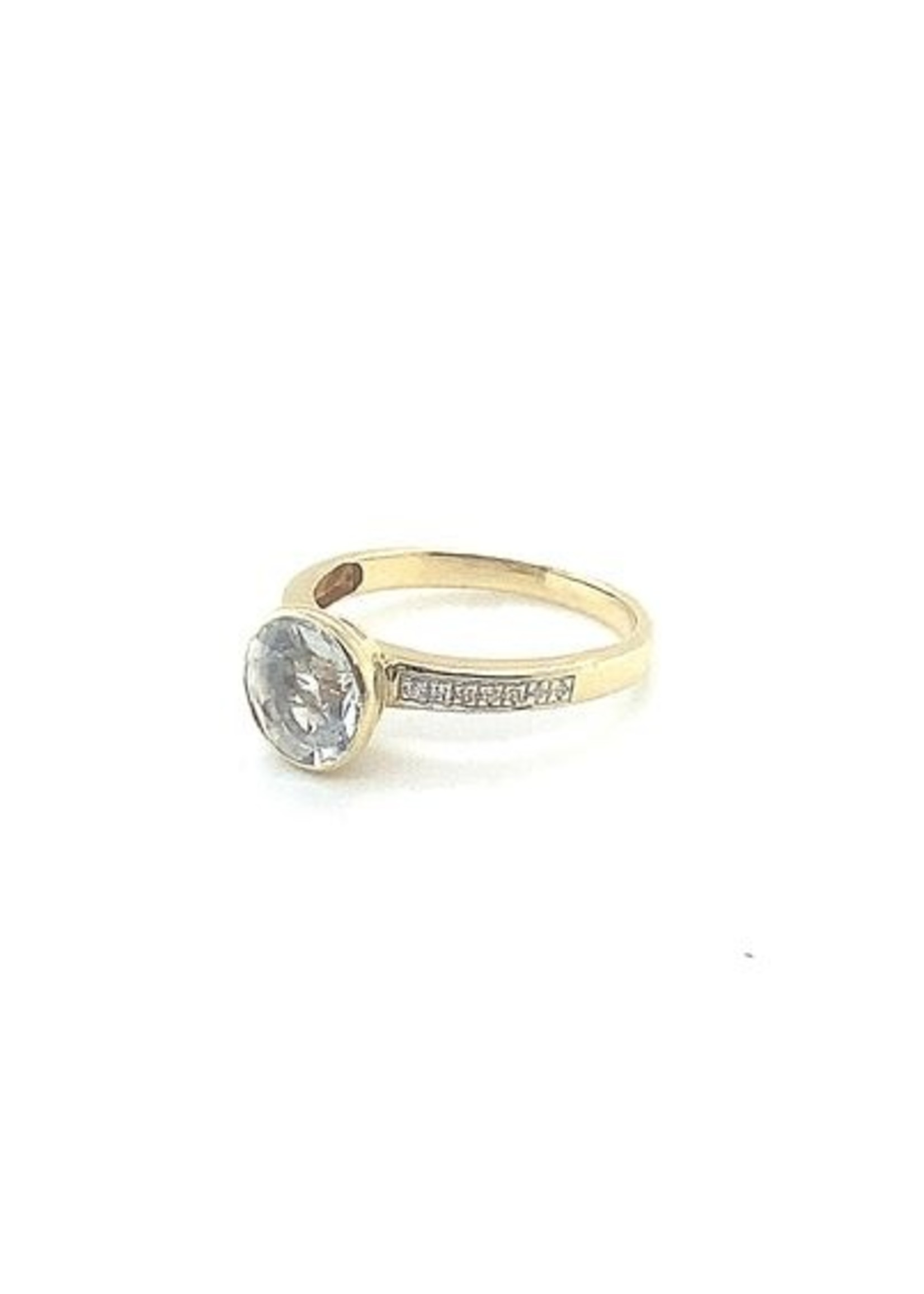 Vintage & Occasion Occasion gouden ring met aquamarijn en diamant