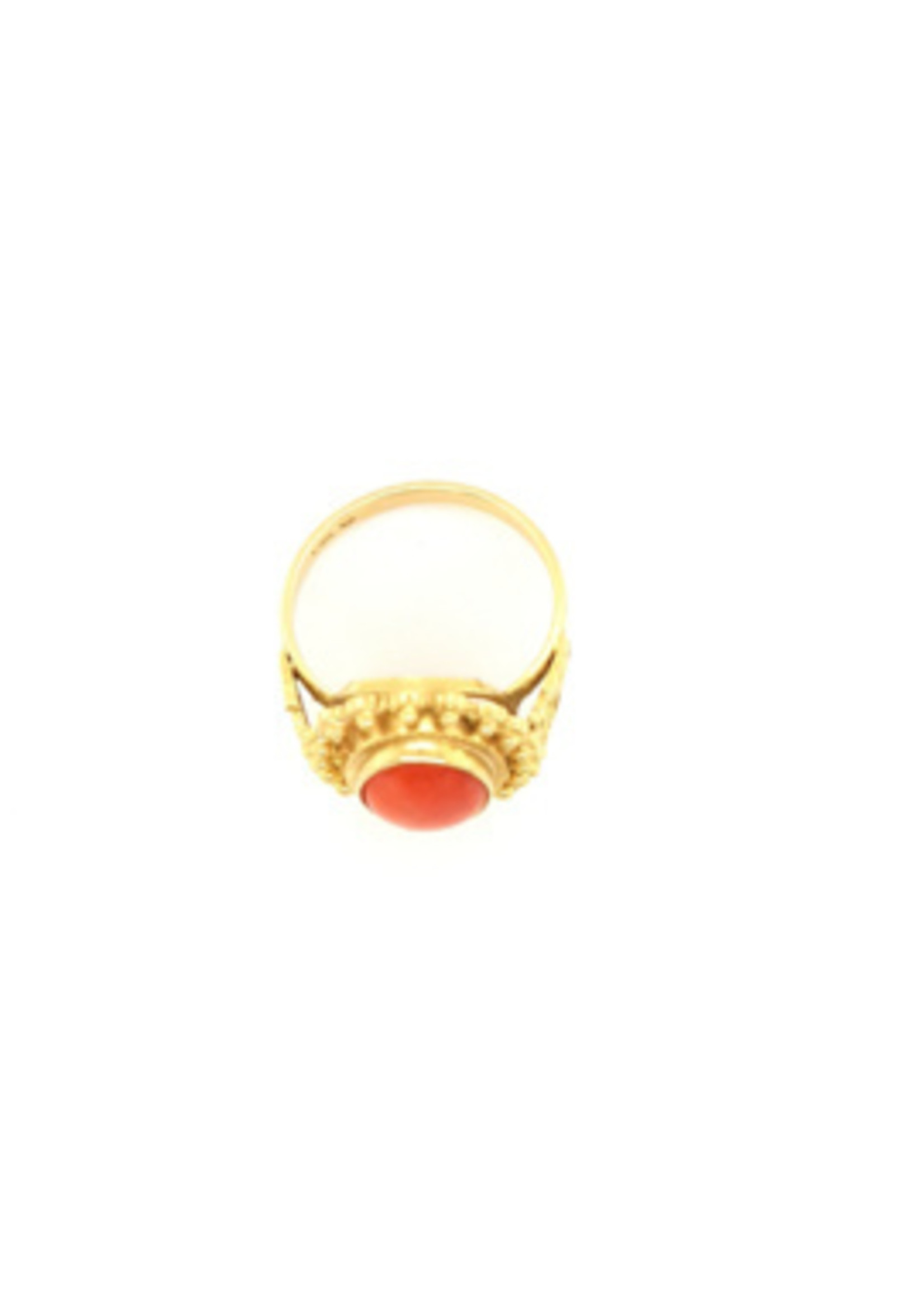 Vintage & Occasion Occasion gouden ring met rode bloedkoraal