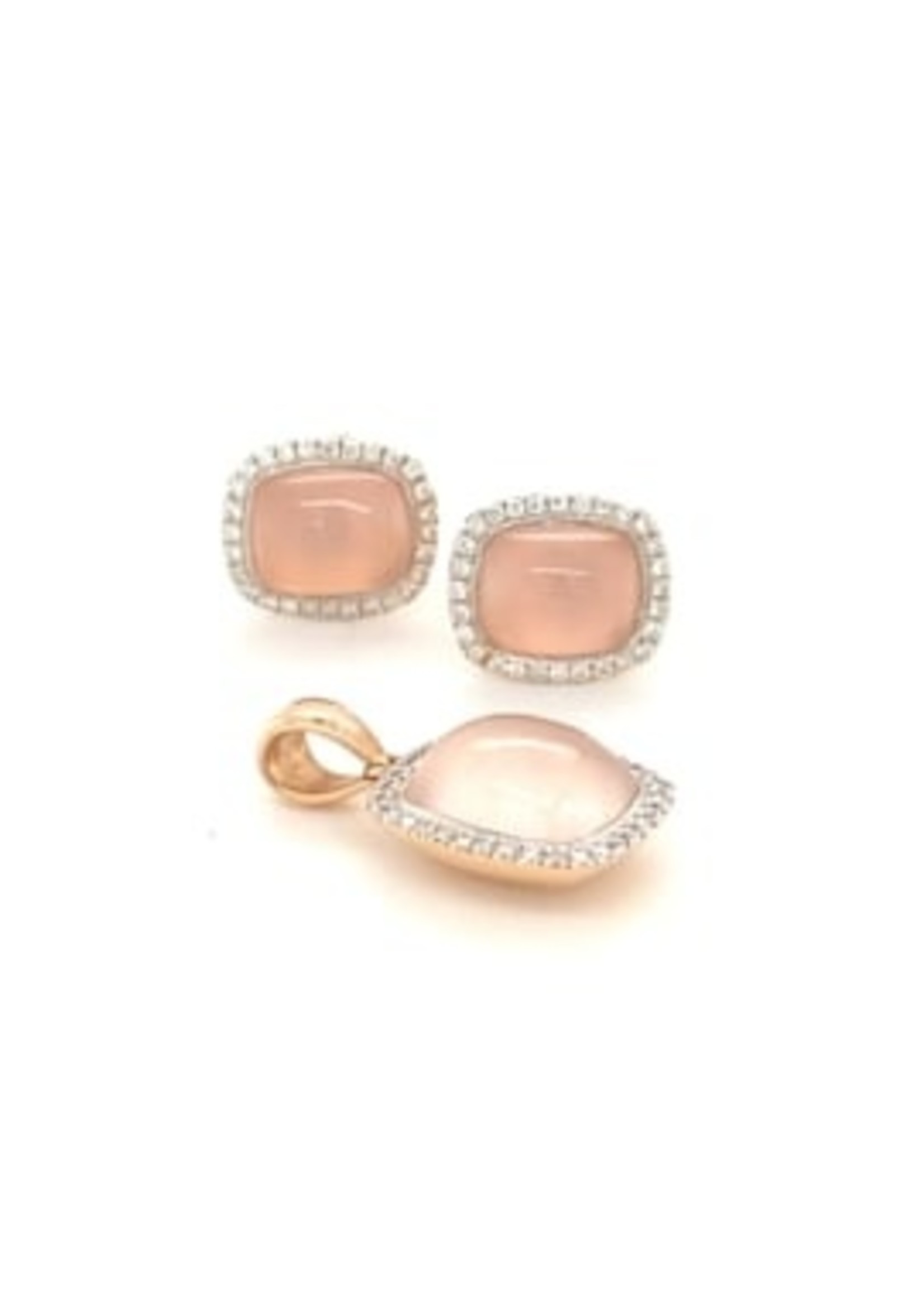 Vintage & Occasion Occasion rose gouden set met rozenkwarts en diamant