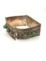 Vintage & Occasion Occasion zilveren schakelarmband met mosagaat en granaat