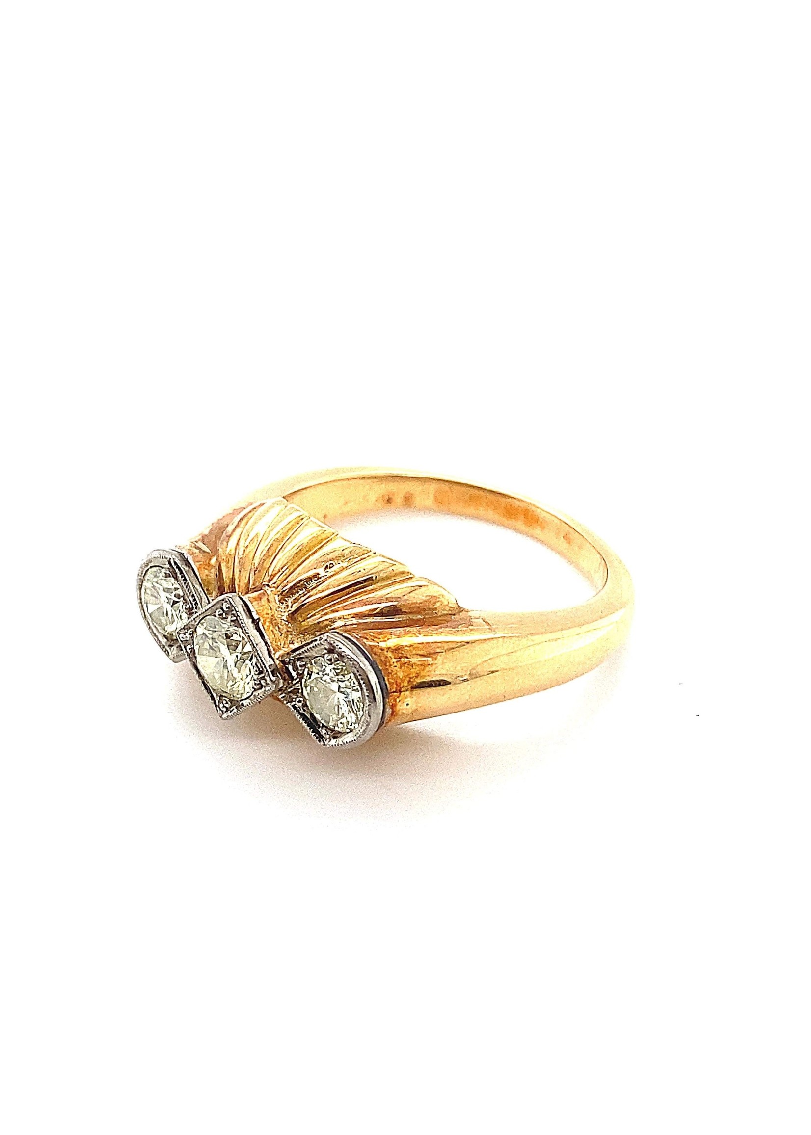 Vintage & Occasion Occasion Art Deco unieke massieve  ring met 1.2ct briljant