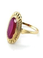 Vintage & Occasion Occasion geelgouden ring met rode steen