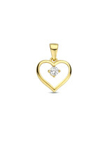 Cataleya jewels Geelgouden hanger hart zirkonia