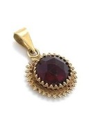 Vintage & Occasion Gouden hanger rond granaat gefaceteerd