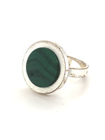 Vintage & Occasion Occasion zilveren ring met malachiet