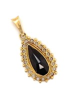 Vintage & Occasion Occasion 14   geelgouden hanger granaat
