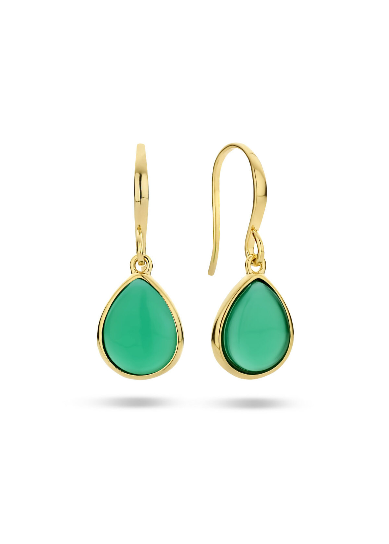 Cataleya jewels Cataleya Jewels Oorhangers Groen Agaat Franse Haak Zilver