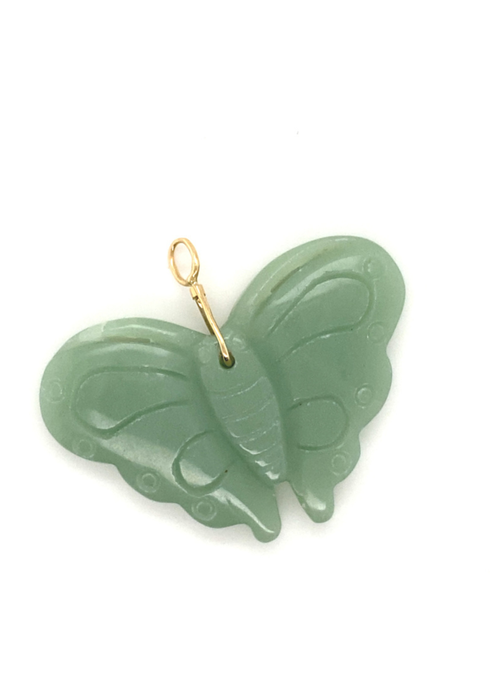 Vintage & Occasion Geelgouden vlinder hanger van jade