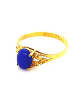 Vintage & Occasion Occasion gouden ring met donkerblauwe synthetische kattenoog