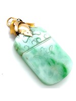 Vintage & Occasion Vintage & Occasion gouden hanger met gegraveerde jade