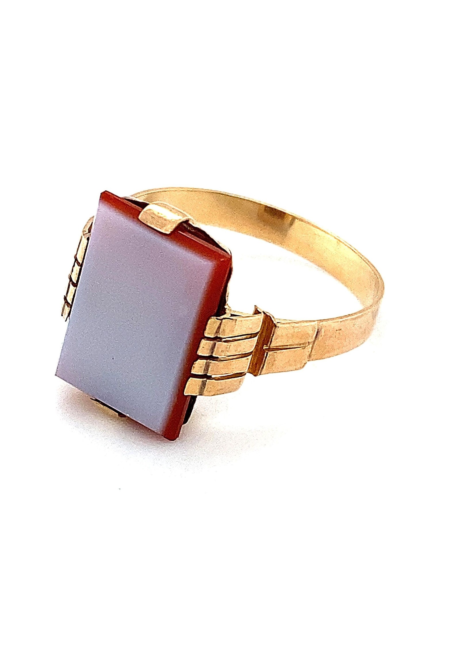 Vintage & Occasion Occasion gouden ring met lagensteen